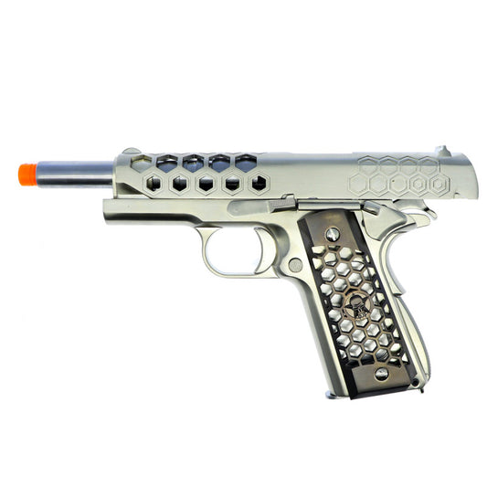 Pistola De Airsoft GBB We 1911 Hex Cut Chrome - Imagem 2